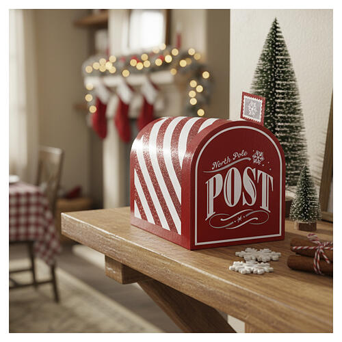 Santa Claus' letterbox with white and red stripes, 10x8x10 in 6
