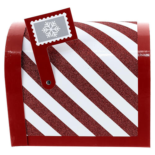 Buzón para cartas a Papá Noel rayas blancas rojas 25x20x25cm 4
