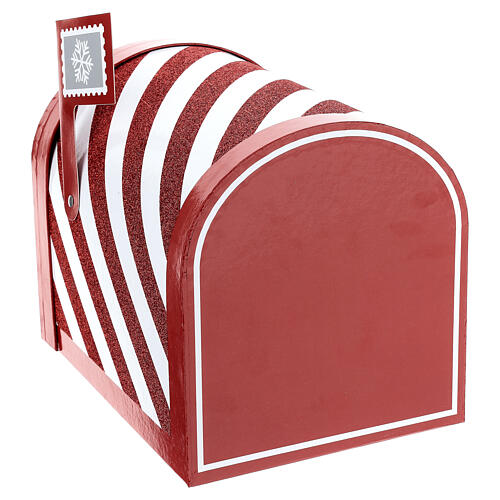 Buzón para cartas a Papá Noel rayas blancas rojas 25x20x25cm 5
