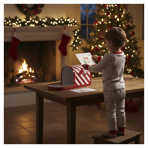 Boîte aux lettres Père Noël rayures blanches rouges 25x20x25 cm 4