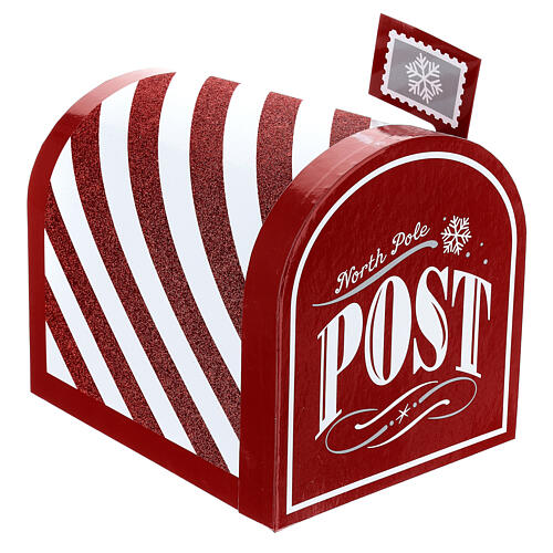 Cassetta per lettere a Babbo Natale righe bianche rosse 25x20x25cm 3