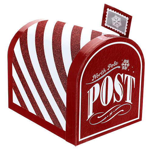 Cassetta per lettere a Babbo Natale righe bianche rosse 25x20x25cm 1