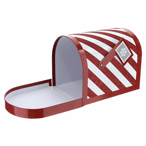 Cassetta per lettere a Babbo Natale righe bianche rosse 25x20x25cm 2