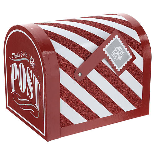 Cassetta per lettere a Babbo Natale righe bianche rosse 25x20x25cm 3