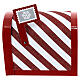 Cassetta per lettere a Babbo Natale righe bianche rosse 25x20x25cm s4
