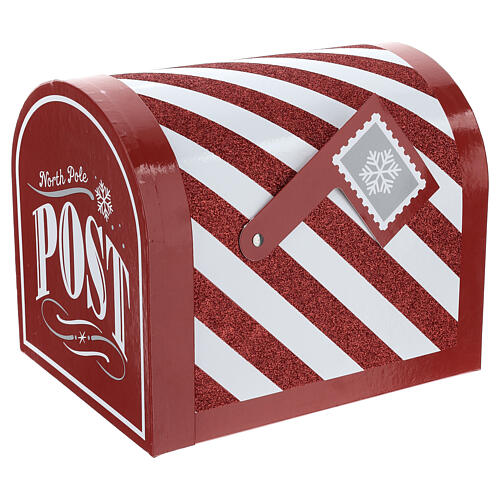 Caixa de correio Pai Natal listras brancas vermelhas 25x20x25 cm 1
