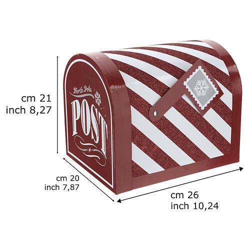 Caixa de correio Pai Natal listras brancas vermelhas 25x20x25 cm 3