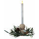 Christmas candle holder with warm white LED candle of 0.8 in, wood and pinecones s3