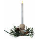 Portacandela 2 cm con candela led bianco caldo sfere in legno pigne abete s3