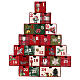 Adventskalender, stilisierter Weihnachtsbaum, mit kleinen Schubladen, Grün/Rot s1