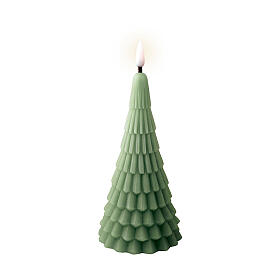 LED Christmas wax candle with flickering light and timer, green Christmas tree of 7 in
