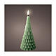 Candela Natale LED tremolante cera albero verde timer h 18 cm s1
