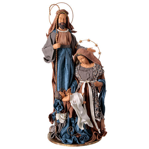 Holy Family set Winter Elegance fabric resin on a base 40 cm  1