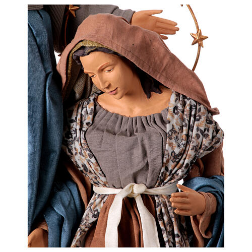 Holy Family set Winter Elegance fabric resin on a base 40 cm  3