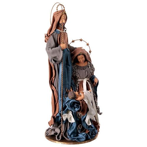 Holy Family set Winter Elegance fabric resin on a base 40 cm  7
