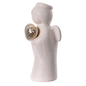 Engel aus Porzellan mit stilisiertem goldenem Herz, 12 cm