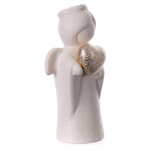 Porcelain stylised angel with golden heart, 5 in 3