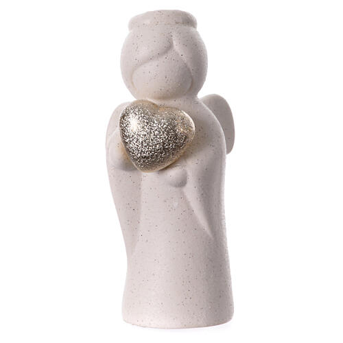 Angioletto porcellana cuore dorato stilizzato 12 cm 1