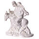 Sainte Famille avec âne statue porcelaine blanc vieilli 15x15x10 cm s2