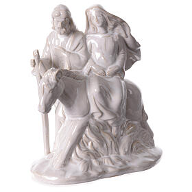 Sacra Famiglia con asino statua porcellana bianco antico 15x15x10 cm