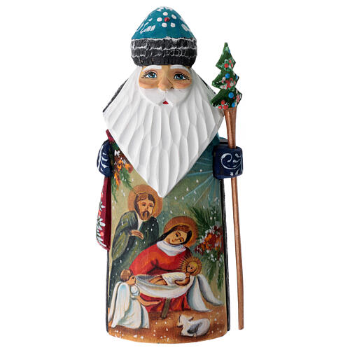Weihnachtsmann mit blauem Mantel, handbemalt, Russland, 18 cm 1