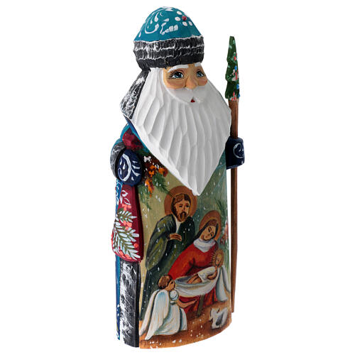 Weihnachtsmann mit blauem Mantel, handbemalt, Russland, 18 cm 3