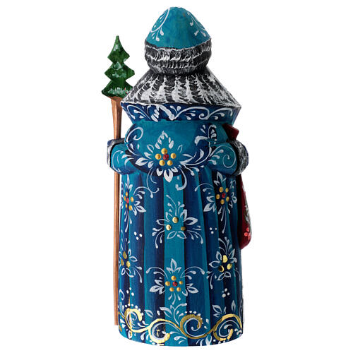 Pai Natal capa azul pintado Rússia 18 cm 4