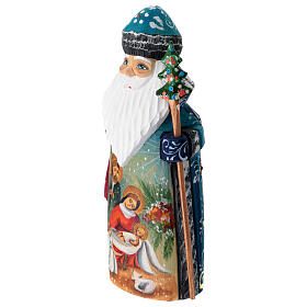 Santa Claus statue blue cloak painted Russia 18 cm