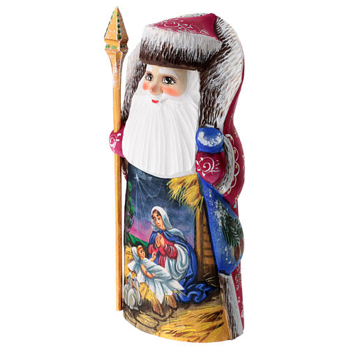 Slavic Santa Claus with Virgin and Child, carved wood, 7 in 2