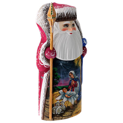 Slavic Santa Claus with Virgin and Child, carved wood, 7 in 3