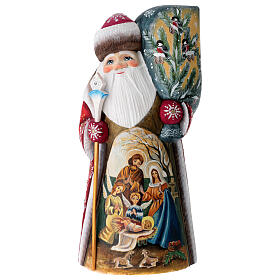 Santa Claus statue with nativity scene carved 25.5 cm