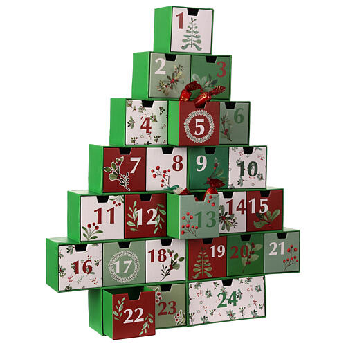 Advent calendar, green Christmas tree, 18x14 in 4