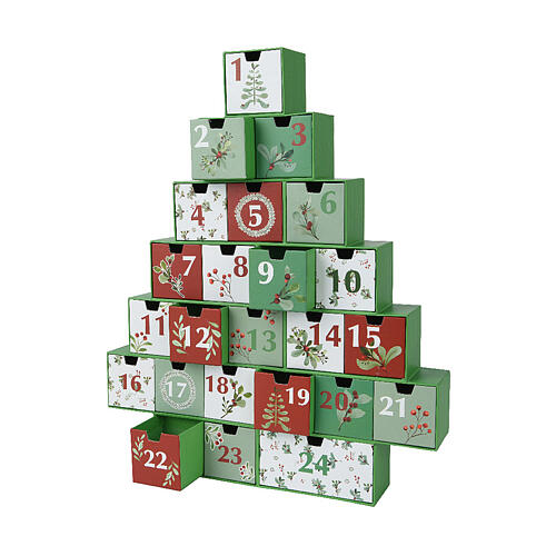 Calendrier de l'Avent sapin de Noël 45x35 cm vert 3