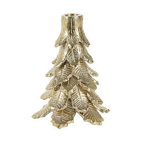 Christmas tree-shaped candlestick, golden aluminium, 5x7 in