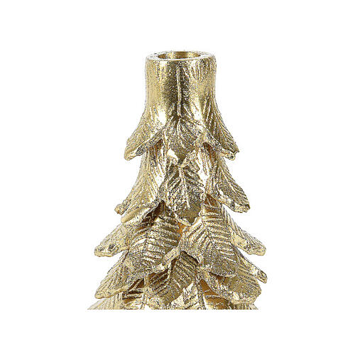 Candelero árbol de Navidad aluminio dorado 12x18 cm 2