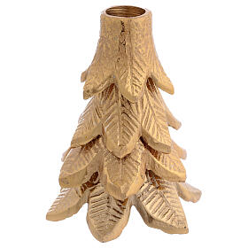 Christmas tree candlestick, golden aluminium, 5x4 in