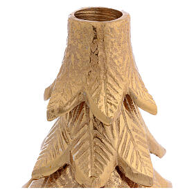 Christmas tree candlestick, golden aluminium, 5x4 in