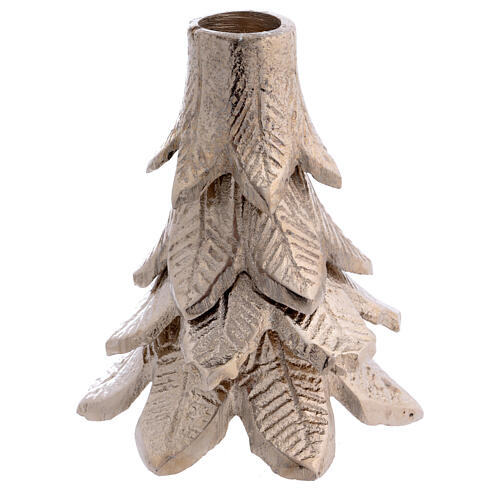 Christmas tree candlestick 15x10 cm silver aluminum 1