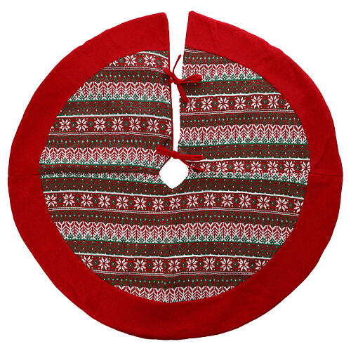 Christmas tree skirt, red fabric, 35 in 1