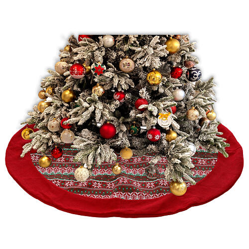 Christmas tree skirt, red fabric, 35 in 2