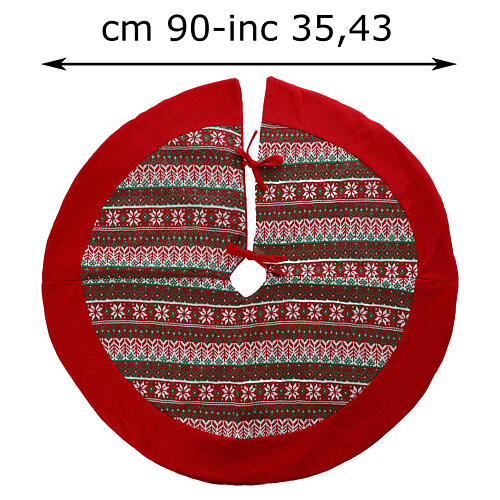 Christmas tree skirt, red fabric, 35 in 3