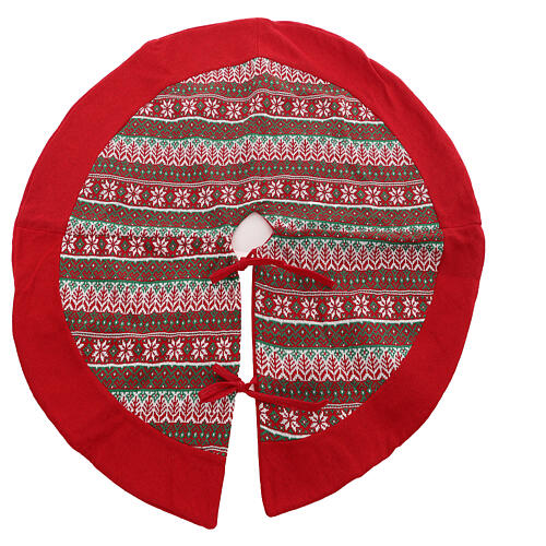 Round Christmas tree base cover diameter 90 cm red 1