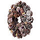 Ghirlanda natalizia diametro 35 cm bacche e pigne argento s3