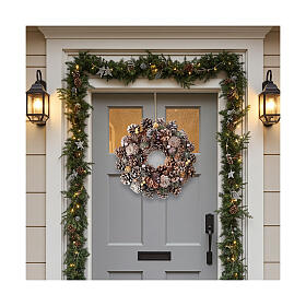 Christmas wreath diameter 35 cm silver berries and pine cones