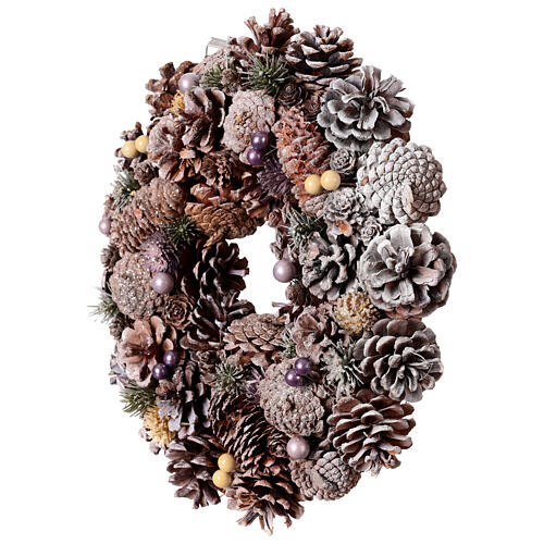 Christmas wreath diameter 35 cm silver berries and pine cones 3