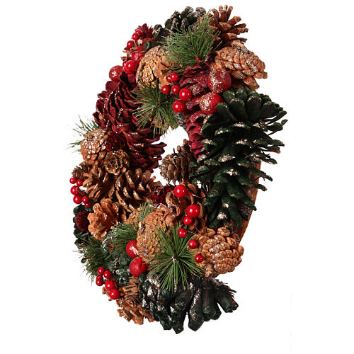 Christmas wreath with pinecones and berries, 14 in 3