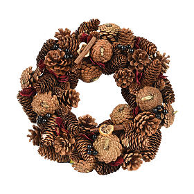 Christmas wreath with glitter pine cones berries 35 cm diameter