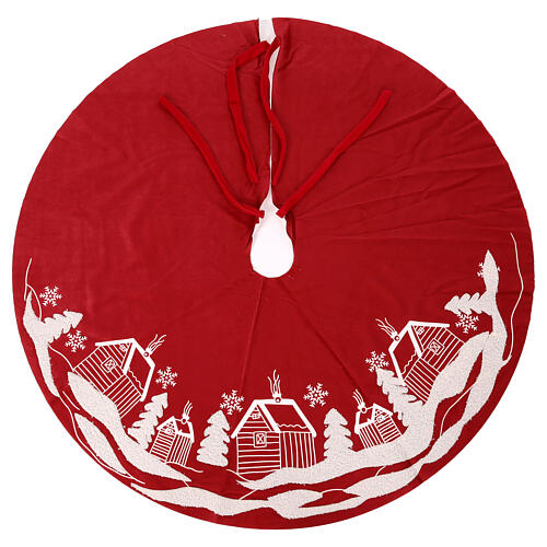 Funda para base árbol Navidad rojo 90 cm 1