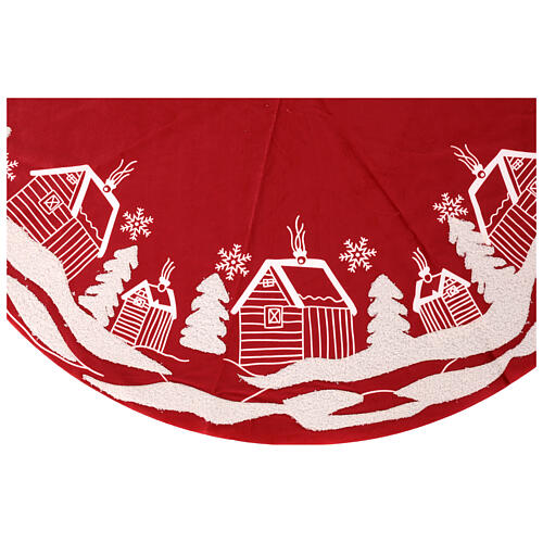 Copribase albero Natale rosso 90 cm 2