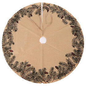 Brown Tree Skirt with Pine Cones 90 cm